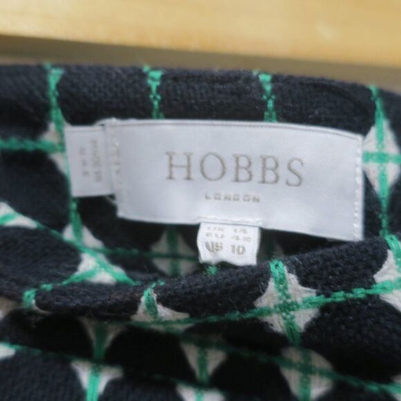 HOBBS LONDON WOOL MINI SKIRT PRINT GREEN BLACK 10 preppy office classic holiday - Picture 5 of 9